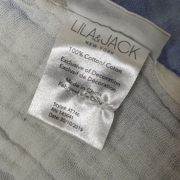 Lila & Jack Muslin Baby Blanket Swaddle Infant Nursery Plaid Blue White bv - Picture 3 of 4